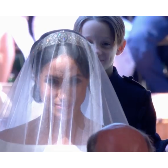 Meghan Markle est apparue dans sa robe signée Clare Waight Keller pour Givenchy le 19 mai 2018 à Windsor pour son mariage avec le prince Harry.