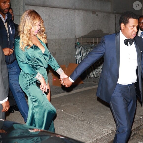 Jay-Z et sa femme Beyonce à la sortie de la 3ème soirée caritative annuelle Diamond Ball à Cipriani Wall Street à New York le 14 septembre 2017