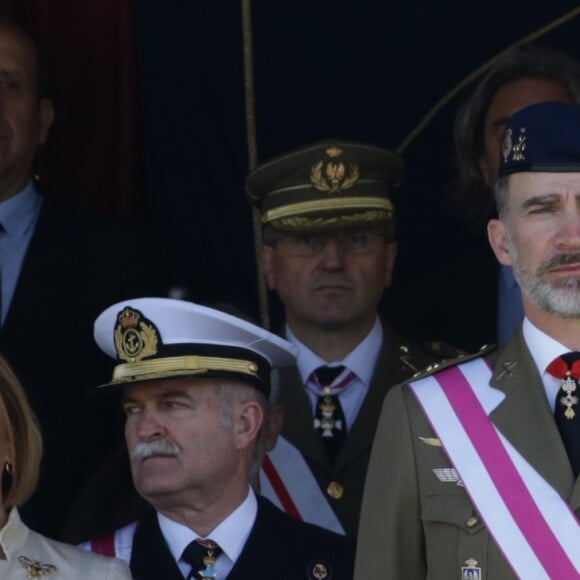 Le roi Felipe VI d'Espagne à la cérémonie des serments au drapeau des nouveaux gardes royaux à Madrid, le 17 mai 2018.