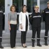 La reine Letizia d'Espagne a visité le quartier général des services d'urgences de Madrid le 18 mai 2018.