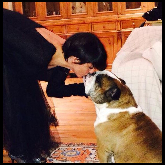 Florence Foresti avec son bulldog Bernie sur Twitter le 31 décembre 2013.