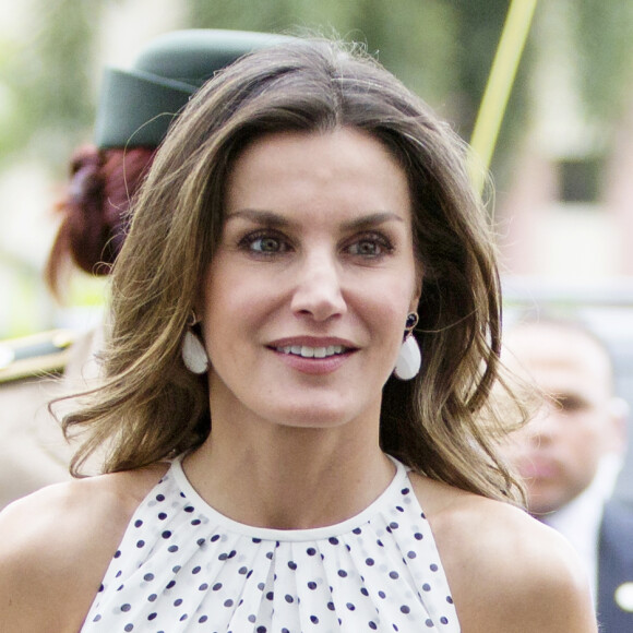 La reine Letizia d'Espagne (en robe Carolina Herrera) a visité avec la première dame dominicaine Candida Montilla le centre de soins pour handicapés de Saint-Domingue en République dominicaine le 21 mai 2018. L'épouse du roi Felipe a eu la cote auprès des enfants, câlins et bisous en pagaille !
