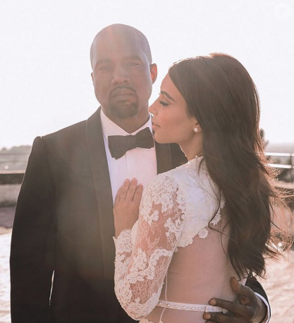 Kanye West et Kim Kardashian le jour de leur mariage en Italie en 2014. Photo publiée sur Instagram en mai 2018.