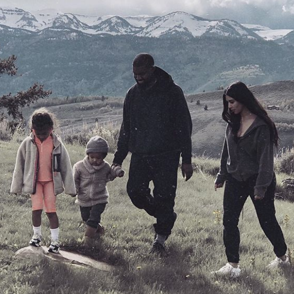 Kim Kardashian, Kanye West et leurs enfants North et Saint. Mai 2018.
