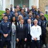 Emmanuel Macron et son épouse ont rencontré l'équipe de France de football ce 5 juin 2018, à Clairefontaine.