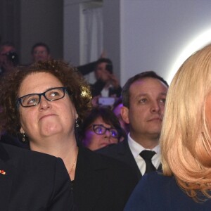 Le président de la République française Emmanuel Macron et sa femme la Première Dame Brigitte Macron (Trogneux) lors de l'inauguration de l'exposition Israel@Lights à Paris, France, le 5 juin 2018. © Erez Lichtfeld/Bestimage