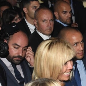 La Première Dame Brigitte Macron (Trogneux), Sara Netanyahou et Hassen Chalghoumi lors de l'inauguration de l'exposition Israel@Lights à Paris, France, le 5 juin 2018. © Erez Lichtfeld/Bestimage