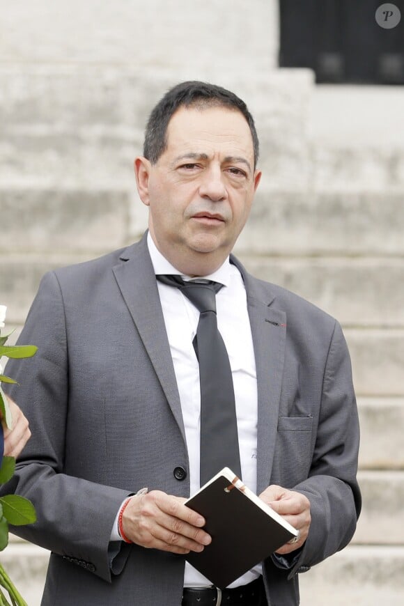 Jean-Luc Romero - Obsèques de Christophe Michel (mari de JL Romero) au crématorium du cimetière du Père Lachaise à Paris le 6 juin 2018.