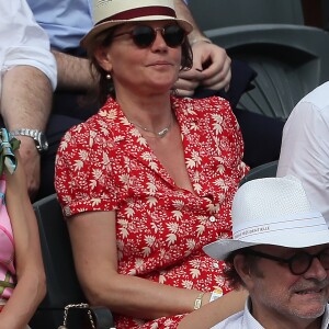 Cendrine Dominguez - People dans les tribunes des Internationaux de France de Tennis de Roland Garros à Paris. Le 8 juin 2018 © Cyril Moreau / Bestimage