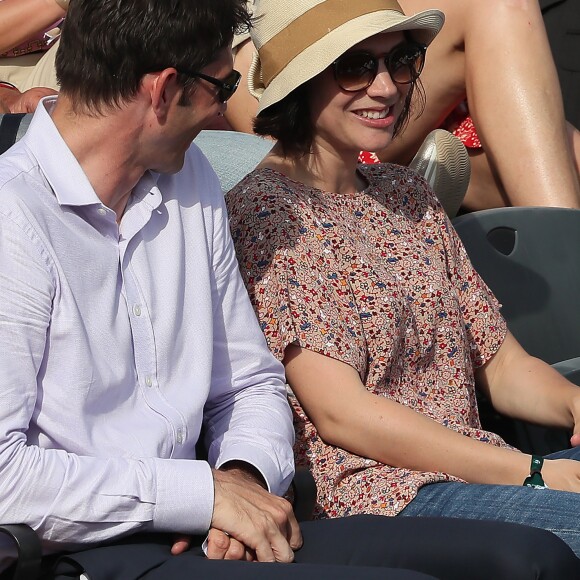 Nathalie Péchalat - People dans les tribunes des Internationaux de France de Tennis de Roland Garros à Paris. Le 8 juin 2018 © Cyril Moreau / Bestimage