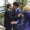 Le président Emmanuel Macron, sa femme Brigitte - Le premier ministre Justin Trudeau et sa femme accueillent les membres du G7 à La Malbaie le 8 juin 2018 © Ludovic Marin / Pool / Bestimage