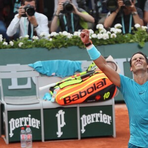 Rafael Nadal gagne son onzième titre au tournoi de Roland-Garros face à Dominique Thiem à Paris, le 10 juin 2018. © Jacovides/Moreau/Bestimage