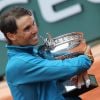 Rafael Nadal gagne son onzième titre au tournoi de Roland-Garros face à Dominique Thiem à Paris, le 10 juin 2018. © Jacovides/Moreau/Bestimage