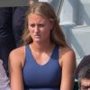 Kristina Mladenovic dans les tribunes de Roland-Garros lors de la finale opposant son compagnon Dominic Thiem à Rafael Nadal, le 10 juin 2018.
