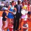 Amélie Mauresmo a remporté la finale doubles femmes du tournoi des légendes avec Nathalie Dechy, à Roland-Garros. Le 9 juin 2018.