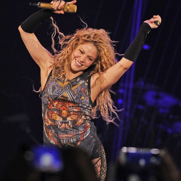 La chanteuse Shakira en concert à l'O2 Arena de Londres le 11 juin 2018.