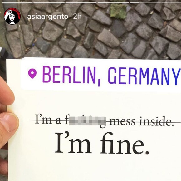 Asia Argento dans sa story Instagram le 14 juin 2018.