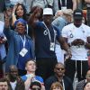 Isabelle Griezmann, Yeo Pogba, Florentin Pogba, Mathias Pogba, Isabelle Matuidi et sa fille Myliane - Célébrités dans les tribunes lors du match de coupe de monde de la France contre l'Australie au stade Kazan Arena à Kazan, Russie, le 16 juin 2018.