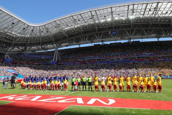 L'équipe de France et l'équipe d'Australie - Match de coupe du monde de la France contre l'Australie au stade Kazan Arena à Kazan, Russie, le 16 juin 2018. La France a gagné 2-1.