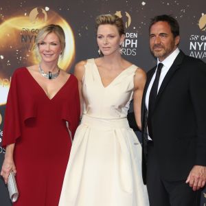 Katherine Kelly Lang, la princesse Charlene de Monaco, Thorsten Kaye lors de la cérémonie de clôture du 58ème festival de Télévision de Monte-Carlo à Monaco le 19 juin 2018. © Denis Guignebourg / Bestimage