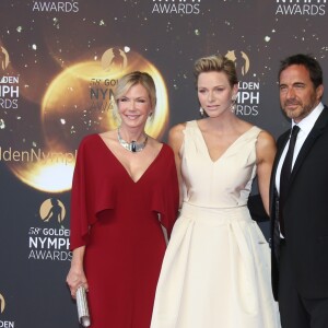 Katherine Kelly Lang, la princesse Charlene de Monaco, Thorsten Kaye lors de la cérémonie de clôture du 58ème festival de Télévision de Monte-Carlo à Monaco le 19 juin 2018. © Denis Guignebourg / Bestimage