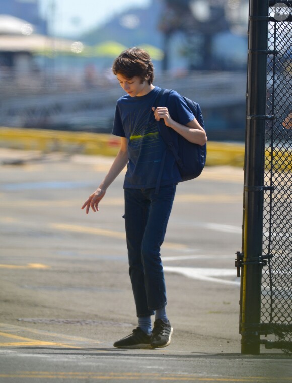Exclusif - Barron Trump, le plus jeune fils de D. Trump, embarque à bord d'un hélicoptère Trump à New York, le 17 juin 2018.