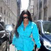 C'est le grand retour de Kim Kardashian à Paris pour son ami, le créateur Virgil Abloh. La star, accompagnée de son mari Kanye West, s'est rendue au défilé de mode homme printemps-été 2019 Louis Vuitton à Paris, le 21 juin 2018.