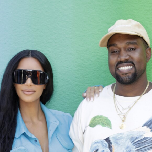 Kim Kardashian et Kanye West - Backstage du défilé homme printemps-été 2019 Louis Vuitton, signé Virgil Abloh, au Palais-Royal à Paris, le 21 juin 2018. © Olivier Borde / Bestimage