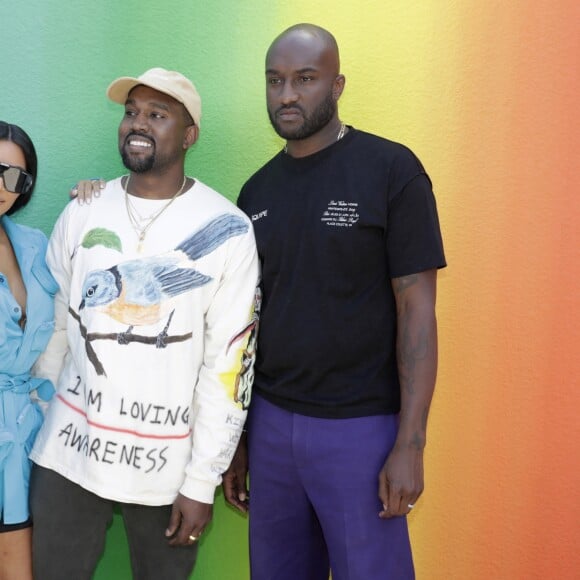 Kim Kardashian, Kanye West et Virgil Abloh - Backstage du défilé homme printemps-été 2019 Louis Vuitton, signé Virgil Abloh, au Palais-Royal à Paris, le 21 juin 2018. © Olivier Borde / Bestimage