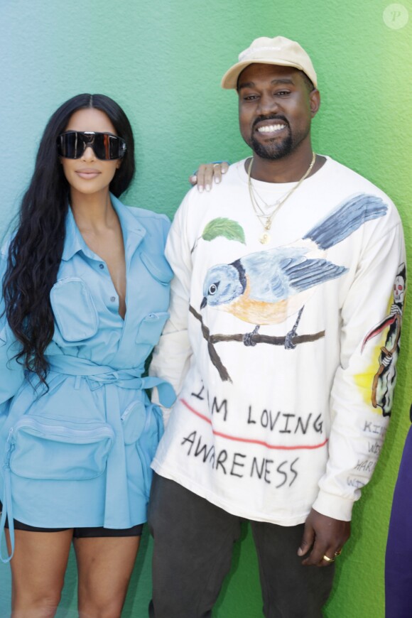 Kim Kardashian et Kanye West - Backstage du défilé homme printemps-été 2019 Louis Vuitton, signé Virgil Abloh, au Palais-Royal à Paris, le 21 juin 2018. © Olivier Borde / Bestimage