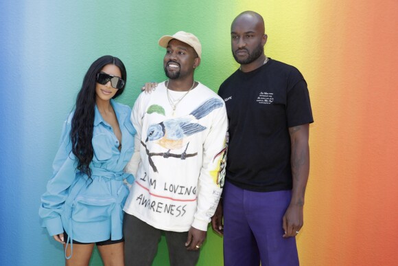 Kim Kardashian, Kanye West et Virgil Abloh - Backstage du défilé homme printemps-été 2019 Louis Vuitton, signé Virgil Abloh, au Palais-Royal à Paris, le 21 juin 2018. © Olivier Borde / Bestimage