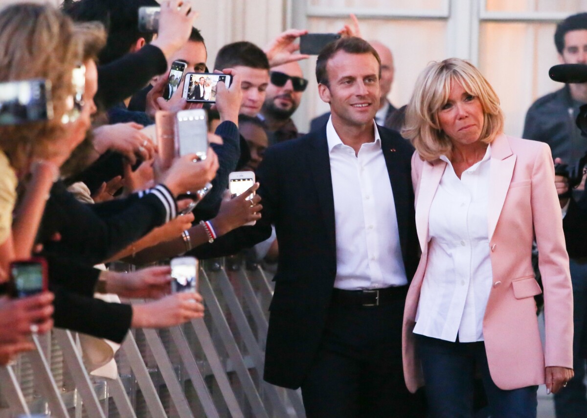 Photo : Le président de la République Emmanuel Macron et sa femme la ...