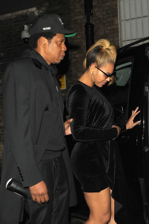 Beyonce et son mari Jay-Z à la sortie du "Arts Club" à Londres, le 21 juin 2018.