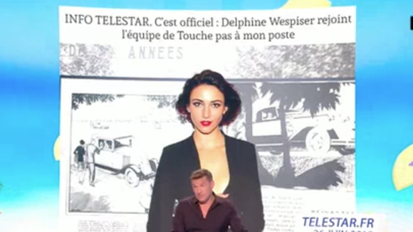 Benjamin Castaldi annonce l'arrivée de Delphine Wespiser dans "Touche pas à mon poste" à la rentrée sur la plateau de "La télé même l'été" sur C8 le 26 mai 2018.
