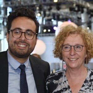 Mounir Mahjoubi, secrétaire d'Etat, chargé du Numérique, Muriel Pénicaud, ministre du Travail et la Première Dame Brigitte Macron (Trogneux) - La Première Dame française assiste au lancement de la fondation Femmes@Numérique pour rééquilibrer la répartition hommes-femmes dans les entreprises des nouvelles technologies à la cité des sciences et de l'industrie à Paris, France, le 27 juin 2018. La Première Dame est venue à la réception et a rencontré plusieurs associations dont elle a salué les "belles initiatives". © Giancarlo Gorassini/Bestimage