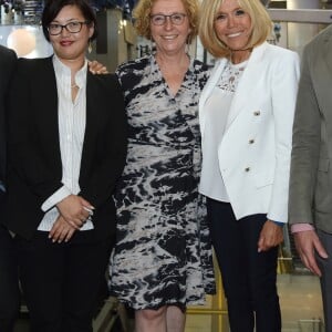 Mounir Mahjoubi, secrétaire d'Etat, chargé du Numérique, Guest, Muriel Pénicaud, ministre du Travail, la Première Dame Brigitte Macron (Trogneux) et le directeur de la cité des sciences Bruno Maquart - La Première Dame française assiste au lancement de la fondation Femmes@Numérique pour rééquilibrer la répartition hommes-femmes dans les entreprises des nouvelles technologies à la cité des sciences et de l'industrie à Paris, France, le 27 juin 2018. La Première Dame est venue à la réception et a rencontré plusieurs associations dont elle a salué les "belles initiatives". © Giancarlo Gorassini/Bestimage