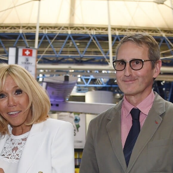 Muriel Pénicaud, ministre du Travail, la Première Dame Brigitte Macron (Trogneux), le directeur de la cité des sciences Bruno Maquart et Mounir Mahjoubi, secrétaire d'Etat, chargé du Numérique - La Première Dame française assiste au lancement de la fondation Femmes@Numérique pour rééquilibrer la répartition hommes-femmes dans les entreprises des nouvelles technologies à la cité des sciences et de l'industrie à Paris, France, le 27 juin 2018. La Première Dame est venue à la réception et a rencontré plusieurs associations dont elle a salué les "belles initiatives". © Giancarlo Gorassini/Bestimage