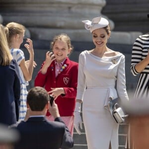 Angelina Jolie a assisté à la messe en l'honneur du 200ème anniversaire de l'Ordre de Saint-Michel et Saint-Georges à la cathédrale Saint Paul de Londres, le 28 juin 2018.