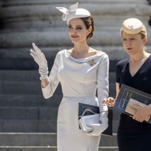 Angelina Jolie a assisté à la messe en l'honneur du 200ème anniversaire de l'Ordre de Saint-Michel et Saint-Georges à la cathédrale Saint Paul de Londres, le 28 juin 2018.