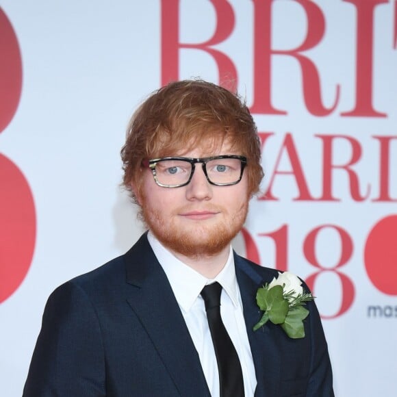 Ed Sheeran lors de la soirée des 38ème Brit Awards à l'O2 Arena à Londres le 21 février 2018.