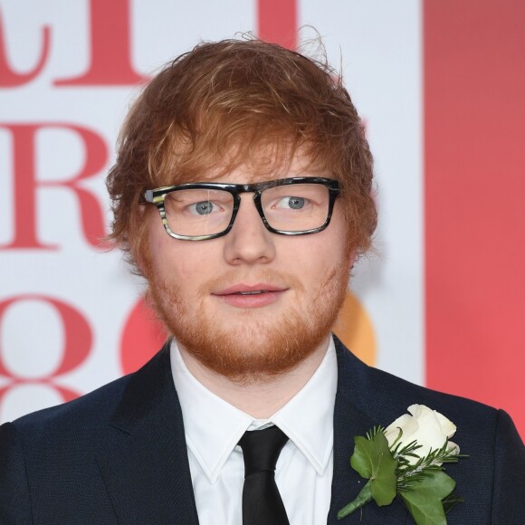 Ed Sheeran lors de la soirée des 38ème Brit Awards à l'O2 Arena à Londres le 21 février 2018.