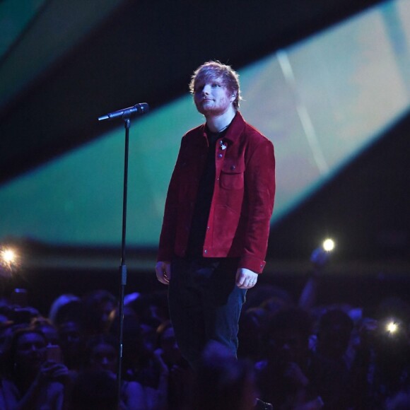 Ed Sheeran - Soirée des 38ème Brit Awards (récompense musicale délivrée annuellement par la British Phonographic Industry depuis 1977) à l'O2 Arena à Londres, Royaume Uni, le 21 février 2018.  Celebs at the 2018 Brit Awards held at the O2 Arena in London, UK on February 21, 2018. It is the 38th edition of the British Phonographic Industry's annual pop music awards.21/02/2018 - Londres