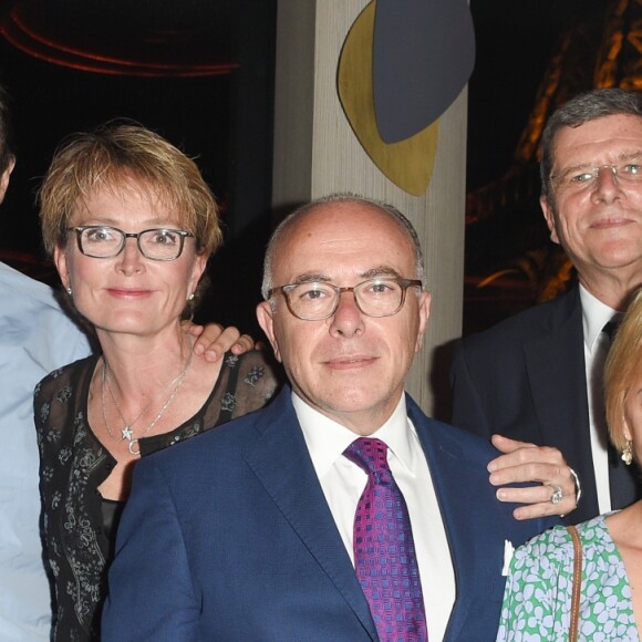 François Baroin, Frédéric Salat-Baroux et sa femme Claude Chirac, Bernard Cazeneuve et sa femme Véronique - Soirée du 90e anniversaire de Line Renaud sur le bateau Potel & Chabot "Pavillon Seine" à Paris le 2 juillet 2018. © Coadic Guirec/Bestimage