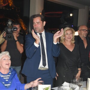 Semi-exclusif - Martin Bouygues, Line Renaud, Christophe Castaner, Dominique Ouattara (Première Dame de Côte d'Ivoire), Pascal Obispo - Soirée du 90ème anniversaire de Line Renaud sur le Bateau Potel et Chabot "Pavillon Seine" à Paris le 2 juillet 2018. © Coadic Guirec/Bestimage