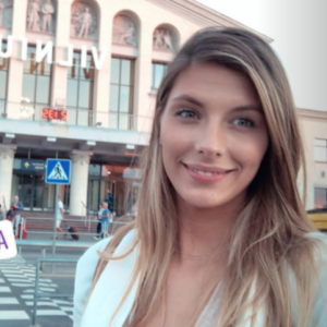 Camille cerf à Vilnius en Lituanie, le 7 juillet 2018.