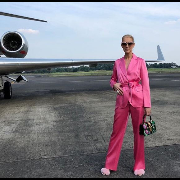 Céline Dion prend un jet privé pour rejoindre Taipei, et pose dans un look mode original sur Instagram, le 9 juillet 2018.