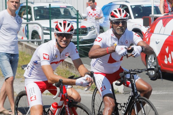 Exclusif - Paul Belmondo, Satya Oblet (Oblette) - Derniers essayages avant le départ de la course du coeur au profit de "Mécénat Chirurgie Cardiaque (MCC)" à Cholet le 9 juillet 2018. © CVS/Bestimage