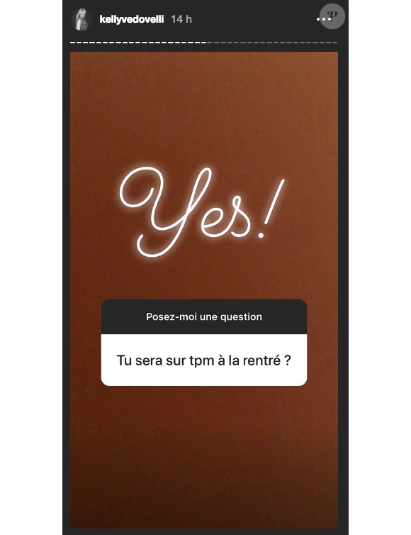 Kelly Vedovelli confirme son retour dans "Touche pas à mon poste" le 14 juillet 2018 sur Instagram.
