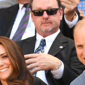 La duchesse Catherine de Cambridge (Kate Middleton) et le prince William assistaient le 15 juillet 2018 à la finale du tournoi de Wimbledon, à Londres.