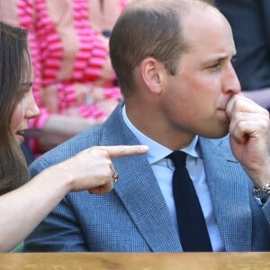 La duchesse Catherine de Cambridge (Kate Middleton) et le prince William assistaient le 15 juillet 2018 à la finale du tournoi de Wimbledon, à Londres.